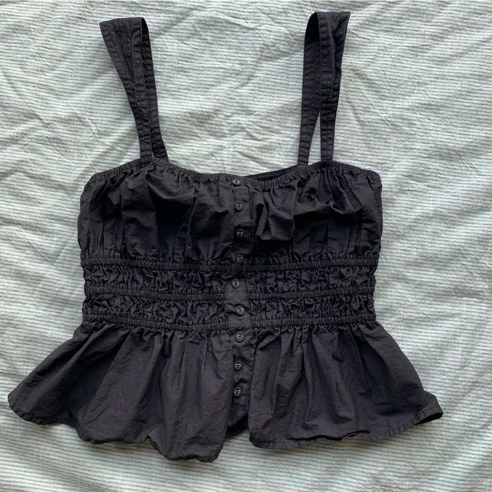 Moon river cropped ruffle tank
